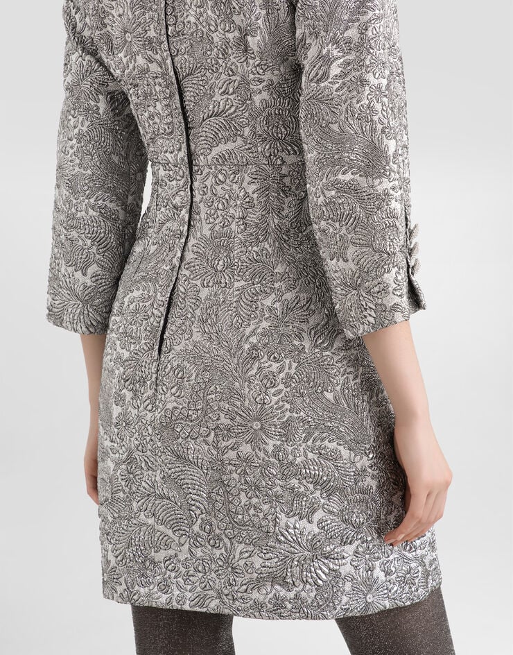 Dolce & Gabbana Floral lamé jacquard dress Silver F6TZIZFJZAL