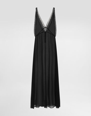 Dolce & Gabbana Long chiffon dress Black F615MTFU1AT