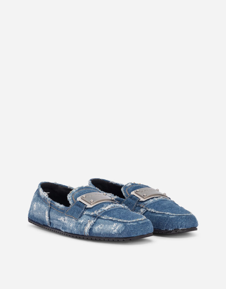 Dolce & Gabbana Patchwork denim loafers with logo tag Blue A50496AG416