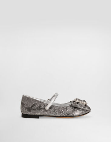 Dolce & Gabbana Brocade ballet flats with bow Silver D11377AV760
