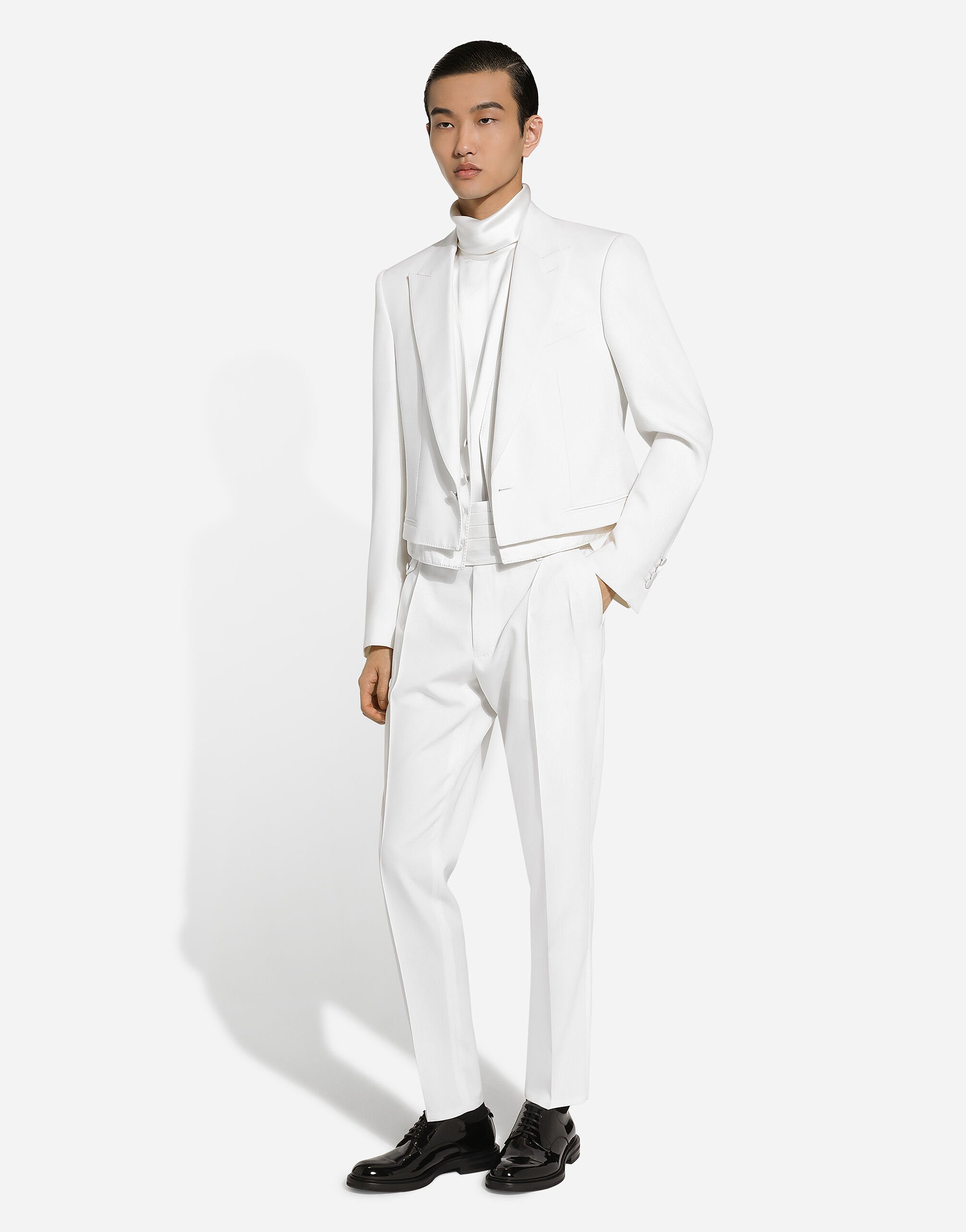 Single-breasted Sicilia-fit jacket with faux vest in White
