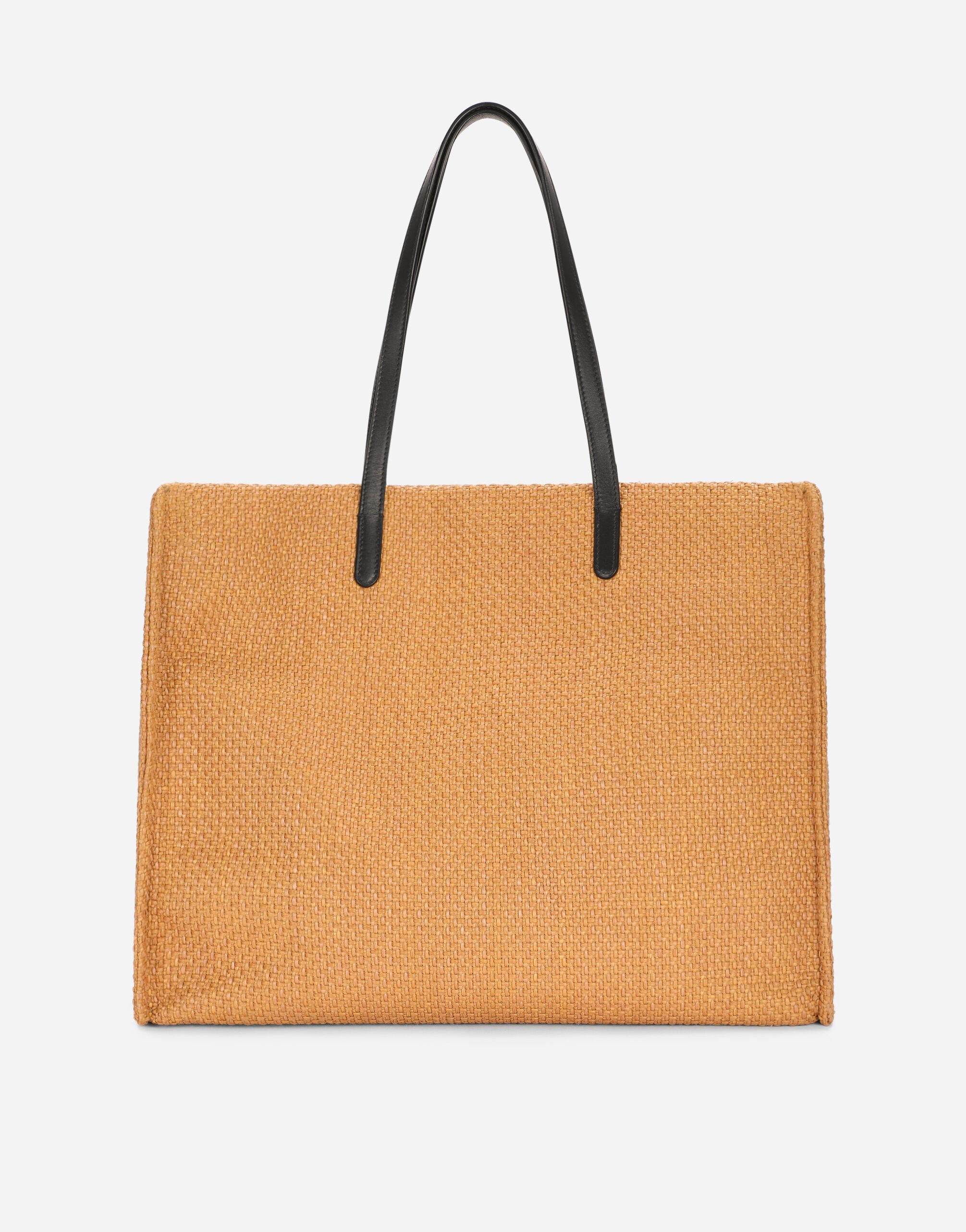 Bolso shopper de rafia con logotipo en Beige de Hombre Dolce Gabbana