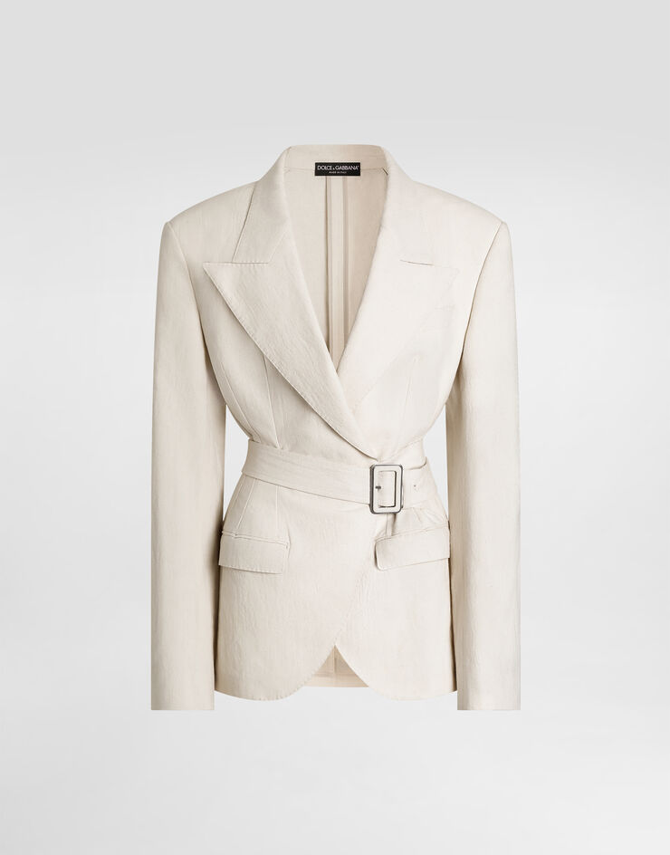 Dolce & Gabbana Single-breasted taormina jacket in rustic canvas White F29WCTFUTDJ
