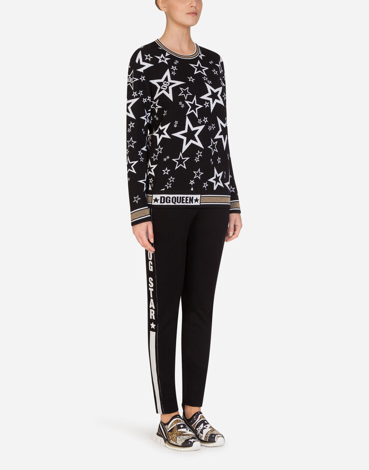 Dolce & Gabbana MILLENNIALS STAR JERSEY JOGGING PANTS BLACK FTBM7THU7AL