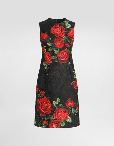 Dolce & Gabbana Rose-print brocade dress Multicolor F620JTFSTB4