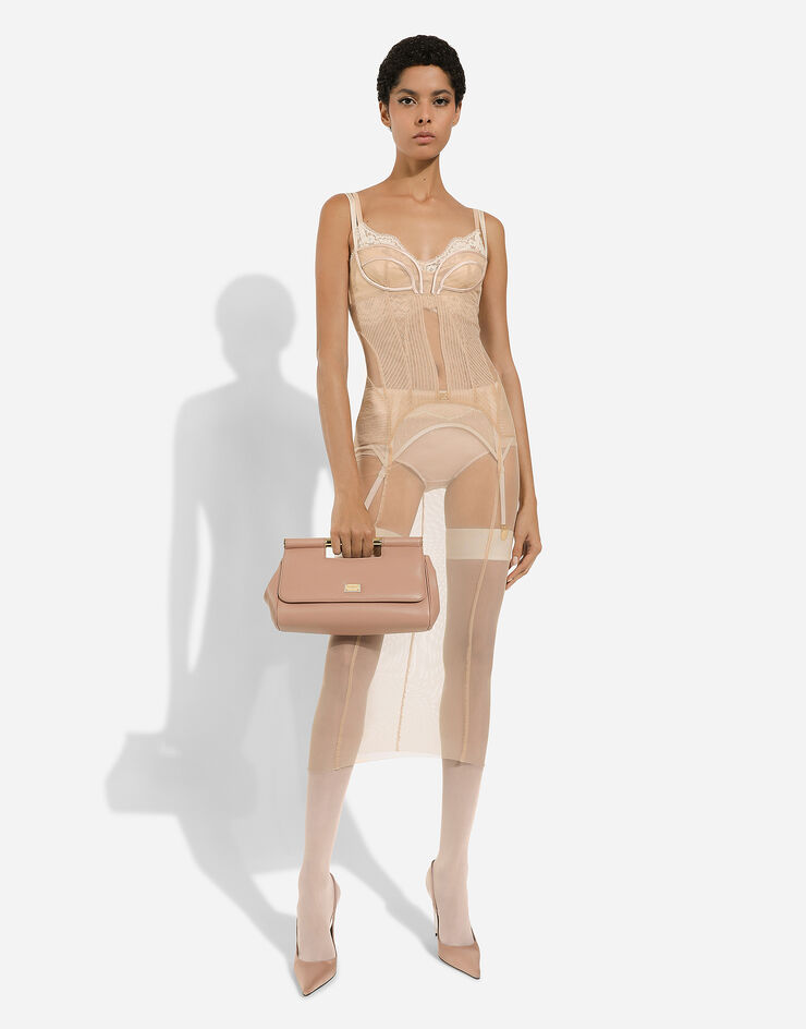 Dolce & Gabbana حقيبة يد كلاتش سيسيلي متوسطة بيج BB7612AN767