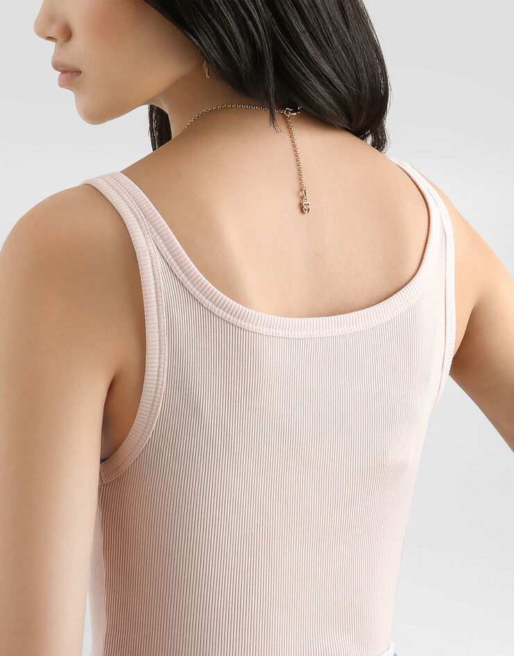 Dolce & Gabbana توب دون أكمام بنسيج مضلع Pink F8W45TFU7AV