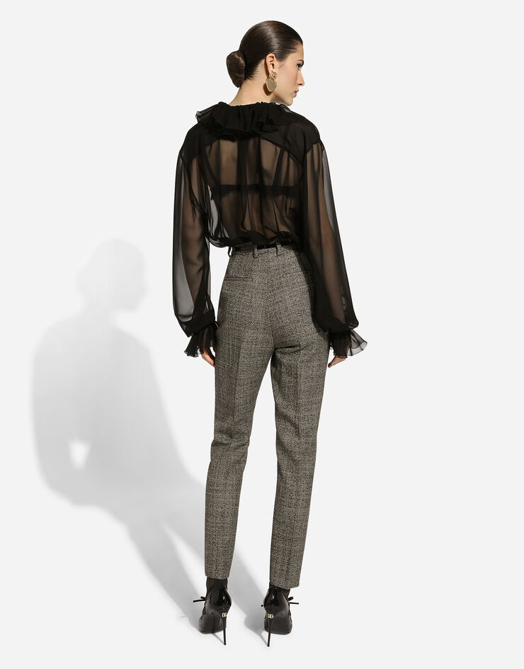 Dolce & Gabbana Chiffon shirt with ruches Black F5R96TFU1AT