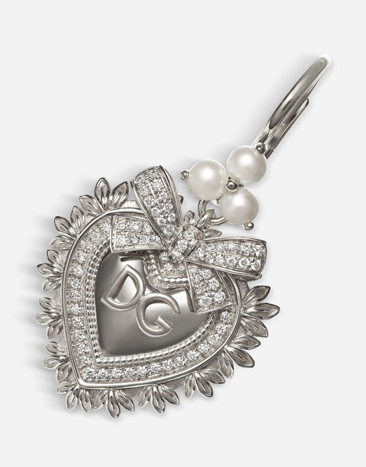 Dolce & Gabbana Devotion earrings in white gold with diamonds and pearls White Gold WELD2GWDPW1