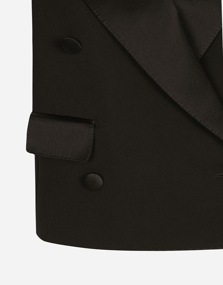 Dolce & Gabbana Sleeveless double-breasted wool gabardine tuxedo jacket Black F29FTTFU21E