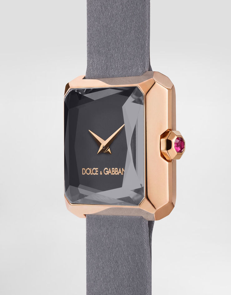 Dolce & Gabbana Montre Sofiaoro en or rouge 18 carats avec bracelet en soie Gris WWFC2GXCKCT
