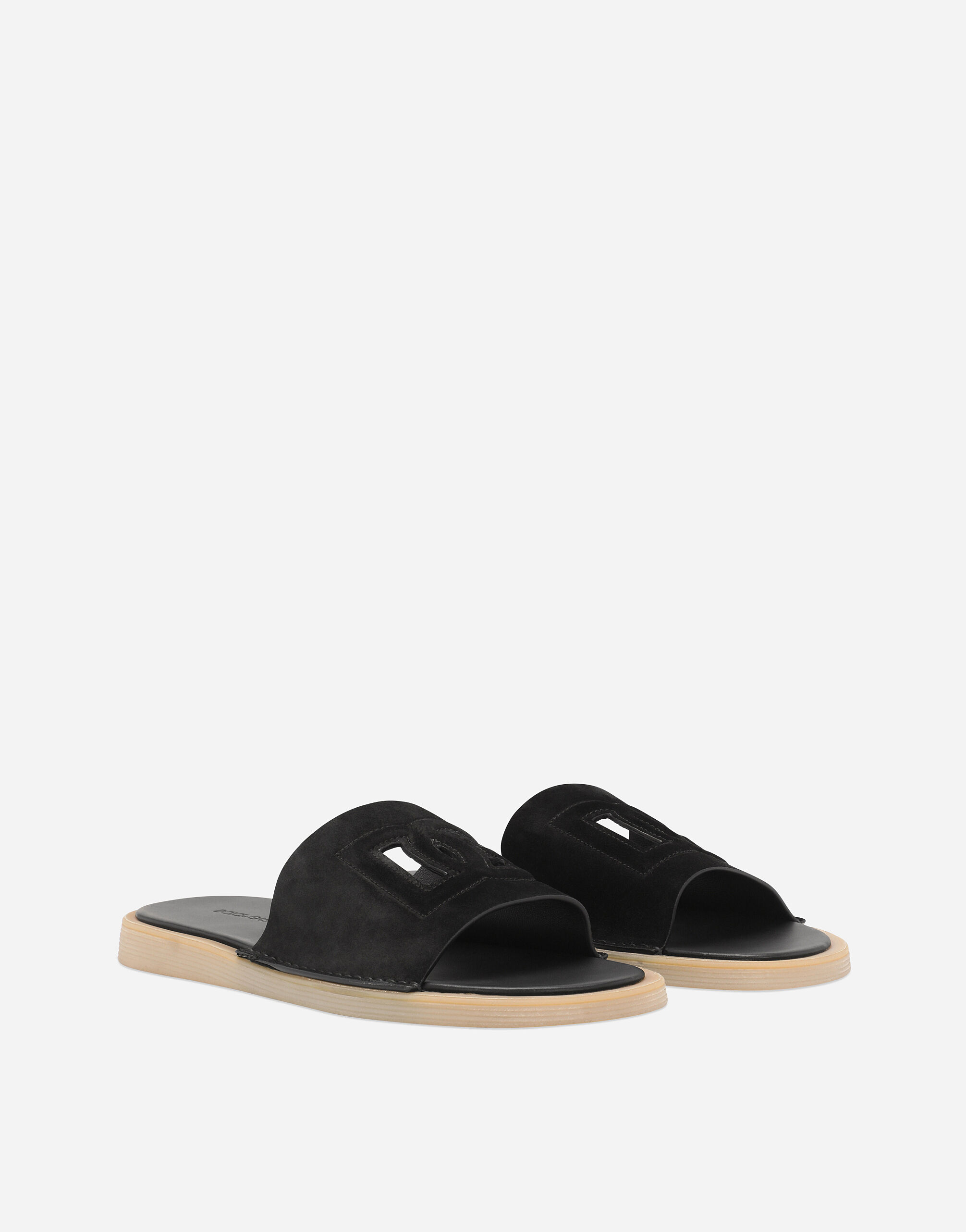 Suede sliders in Black for Men | Dolce&Gabbana®