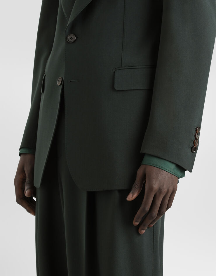 Dolce & Gabbana Single-breasted micro-rib jacket Green G2WS1TFUBG3