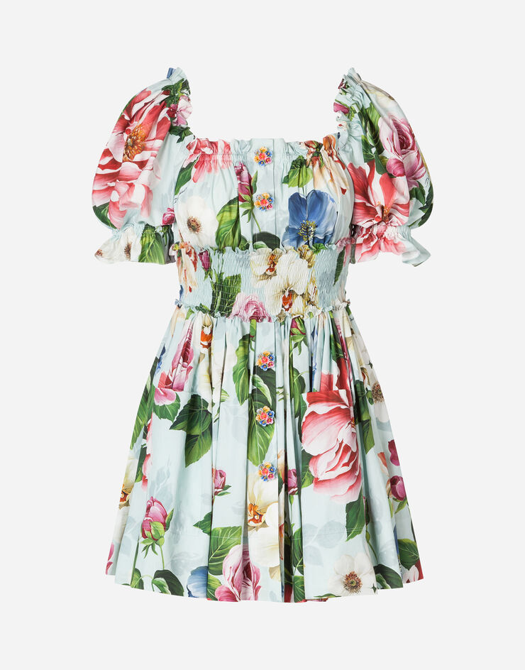 Dolce & Gabbana SHORT FLORAL-PRINT POPLIN DRESS BLUMENPRINT F6H5QTHS5GB