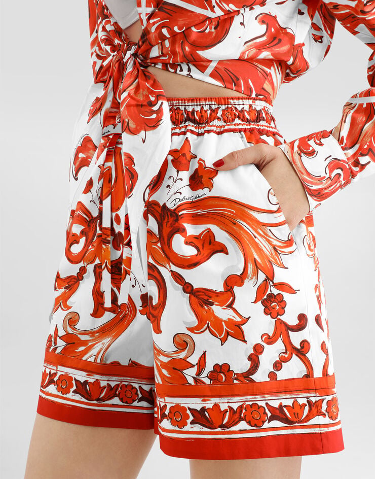 Dolce & Gabbana Majolica-print bermuda poplin shorts Multicolor FTDJVTGDDRD