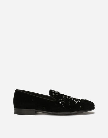 Dolce & Gabbana Slipper aus Samt Schwarz A50573AN890