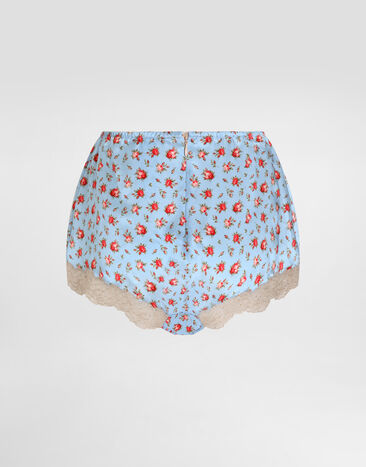 Dolce & Gabbana Small rose-print lace and satin briefs Multicolor O2E02TON0E3