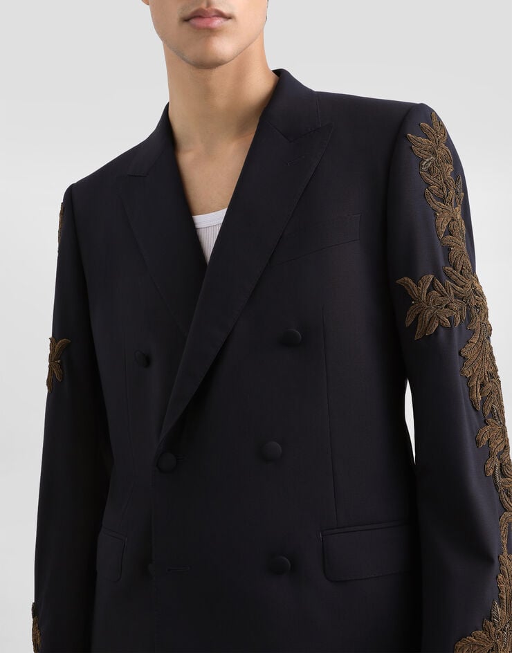 Dolce & Gabbana Zweireihige Jacke New Martini aus Wolle Blue G2VZ9ZFUBFT
