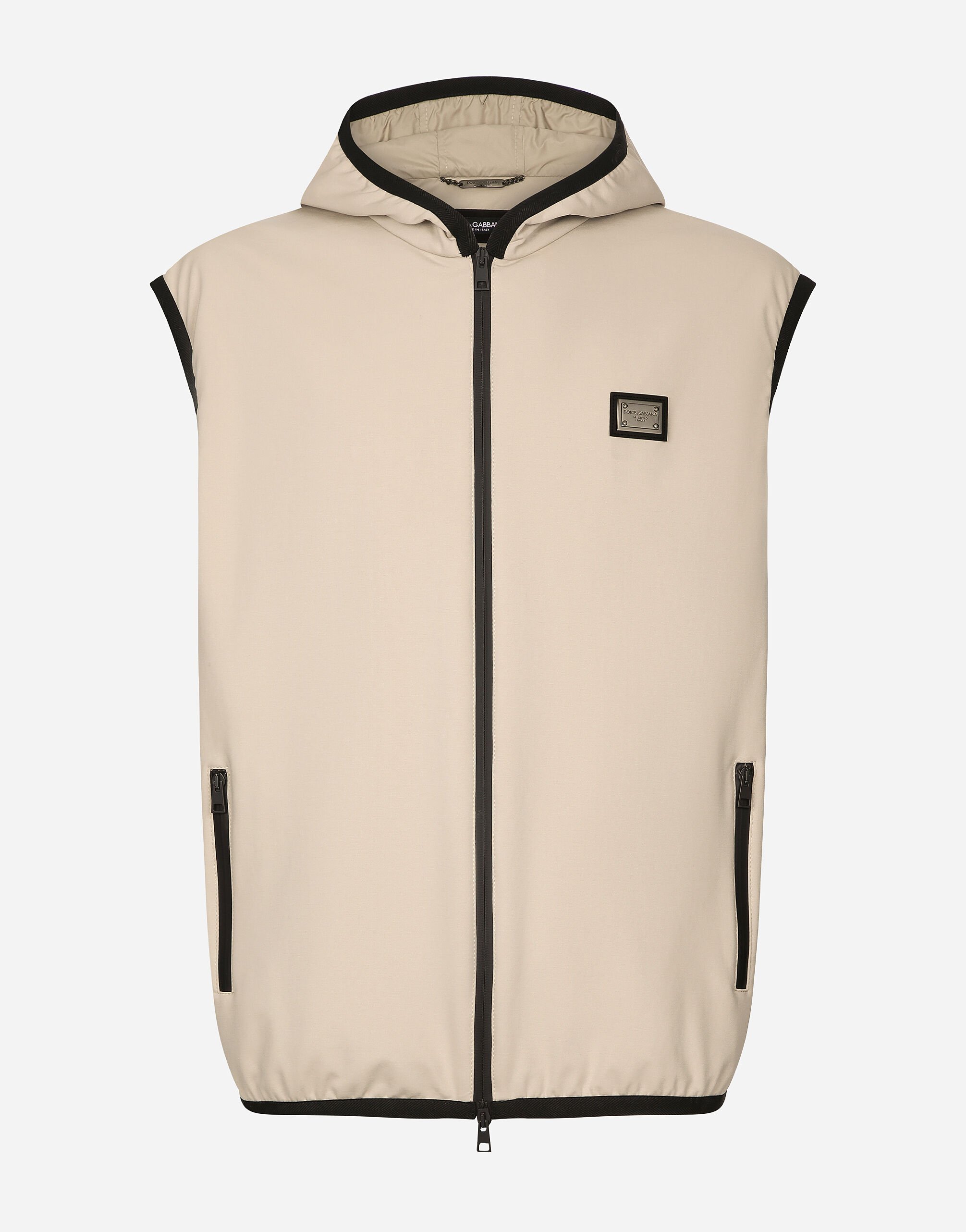 Dolce & Gabbana Jersey vest with hood Beige G9AOGTGH459