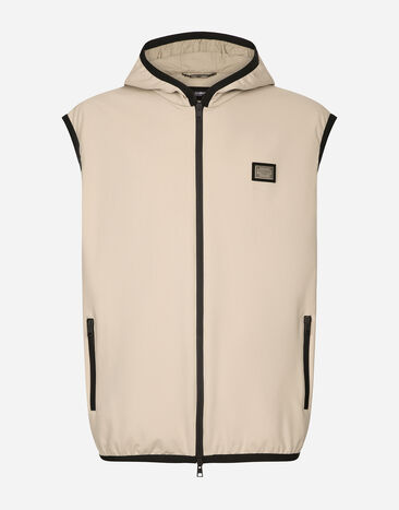 Dolce & Gabbana Weste aus Jersey mit Kapuze Beige G9AOGTGH459