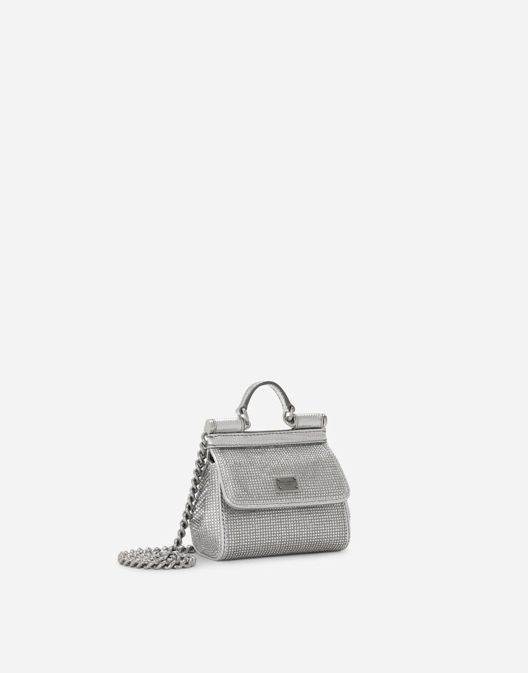 Dolce & Gabbana KIM DOLCE&GABBANA Mini-Tasche Sicily aus Satin und Thermostrass Silber BB6494AN241