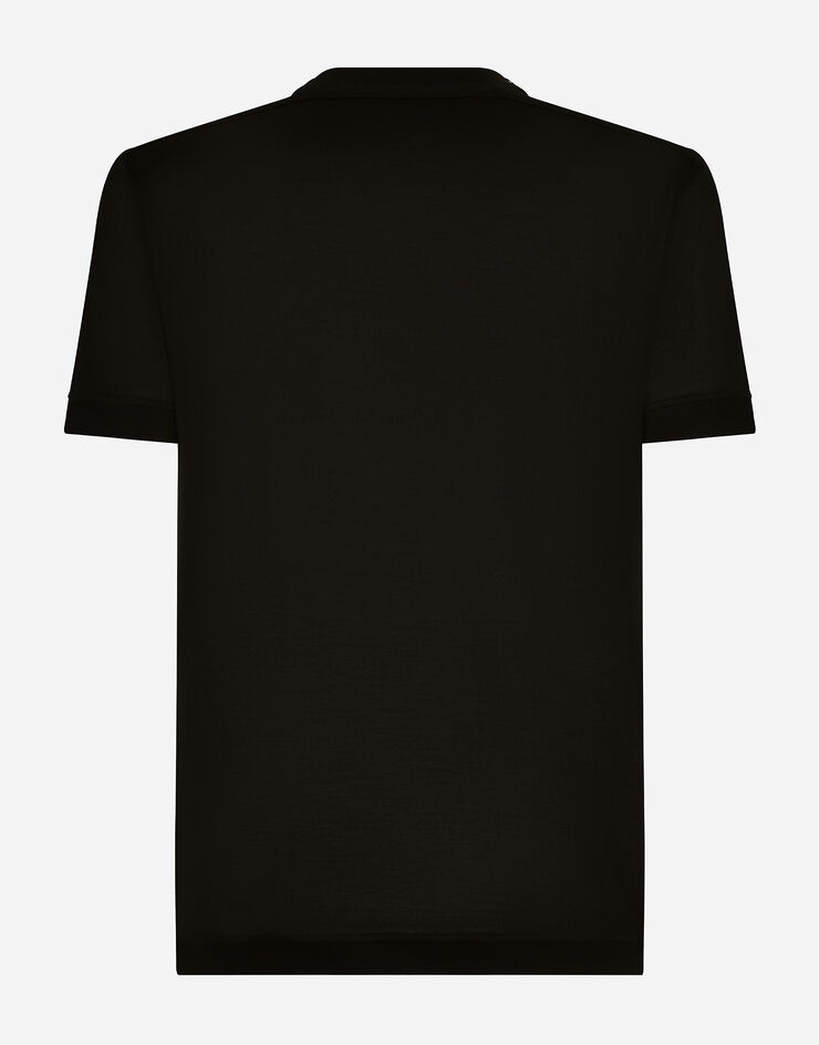 Dolce & Gabbana 반소매 실크 티셔츠 블랙 G8RG0TFU75F