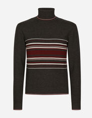 Dolce&Gabbana Wool turtle-neck sweater with contrasting stripes Black F79BRTHLM9K