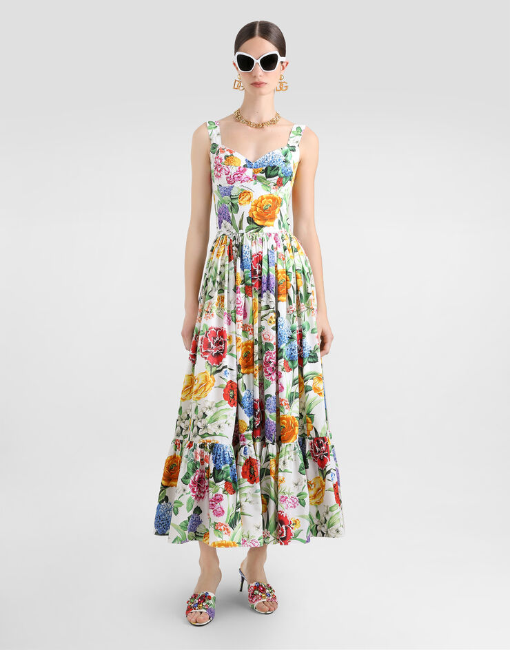 Dolce & Gabbana Vestido corsetero largo con estampado de flores Imprima F6AEITHS5S5