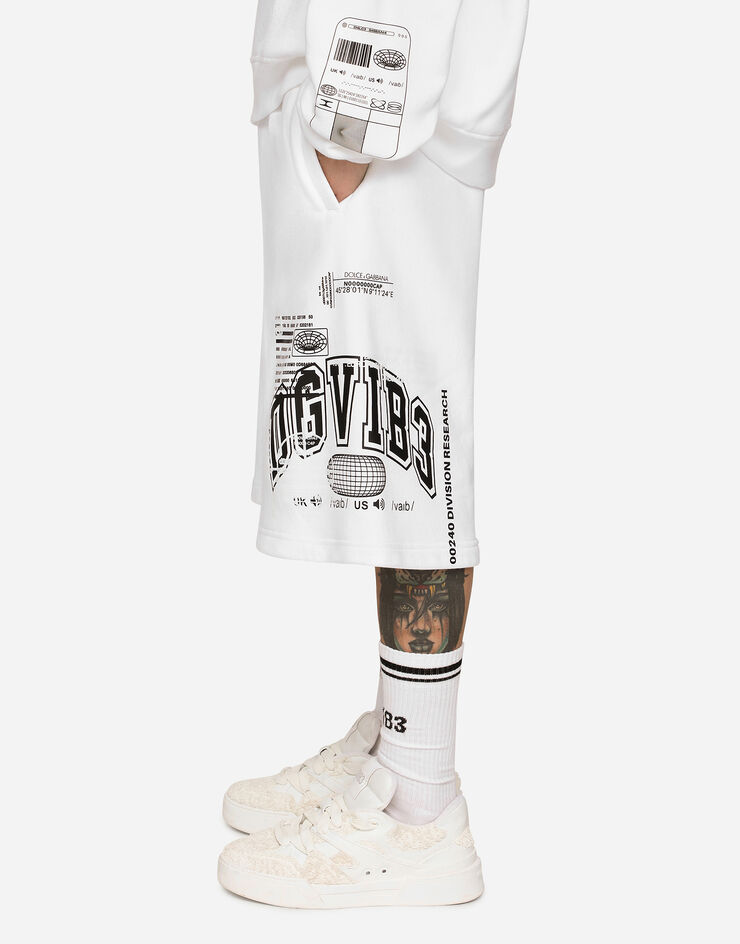 Dolce & Gabbana Jersey jogging shorts with DGVIB3 print and logo White GZ5EATG7K3I