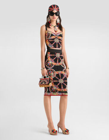 Dolce & Gabbana Carretto-print charmeuse long skirt Dolce & Gabbana Carretto-print charmeuse long skirt Multicolor F4K33TGDDTA