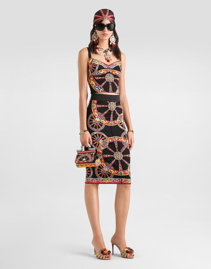Dolce & Gabbana Carretto-print charmeuse long skirt Dolce & Gabbana Carretto-print charmeuse long skirt Multicolor F4K33TGDDTA