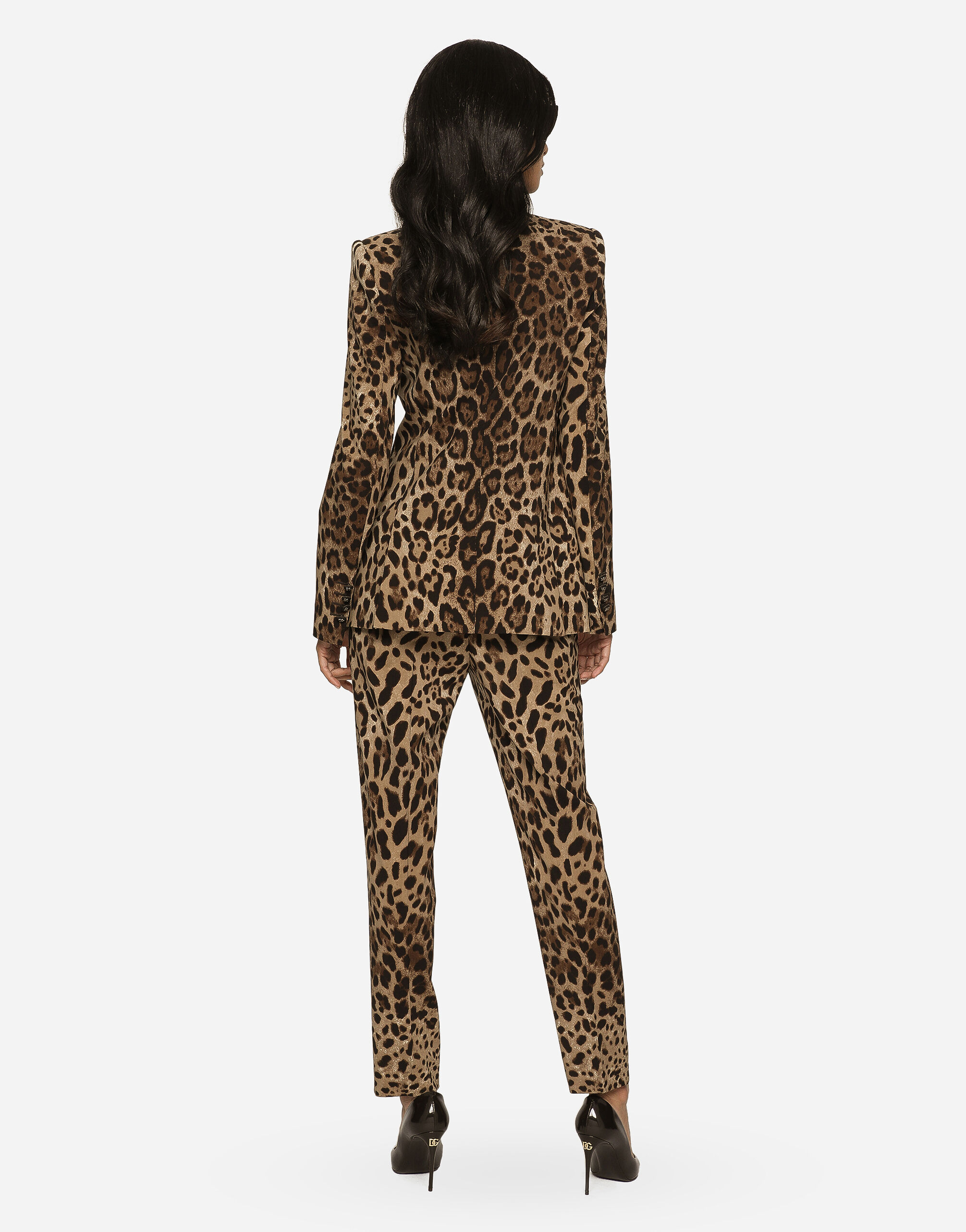 High-waisted pants in leopard-print wool - thumbnail 3
