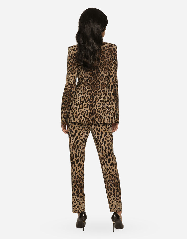 Dolce&Gabbana High-waisted pants in leopard-print wool Animal Print FTAM2TFSBAW