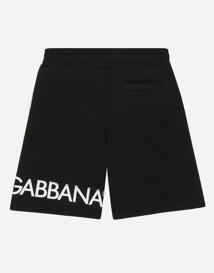 Dolce & Gabbana Bermuda jogging in jersey con stampa logo Black L4JQP2G7IXP