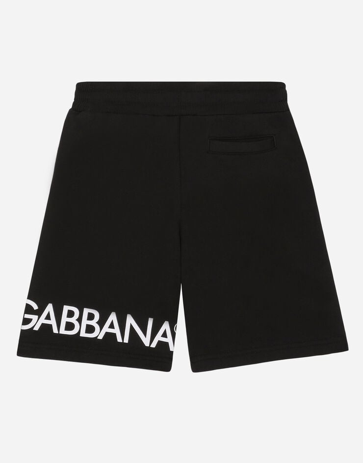 Dolce & Gabbana 徽标印花平纹针织慢跑百慕大短裤 黑 L4JQP2G7IXP