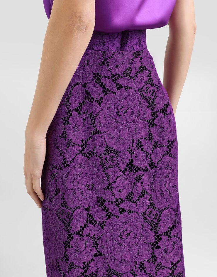 Dolce & Gabbana Skirt in cordonetto lace Purple F4B7ITHLM7L