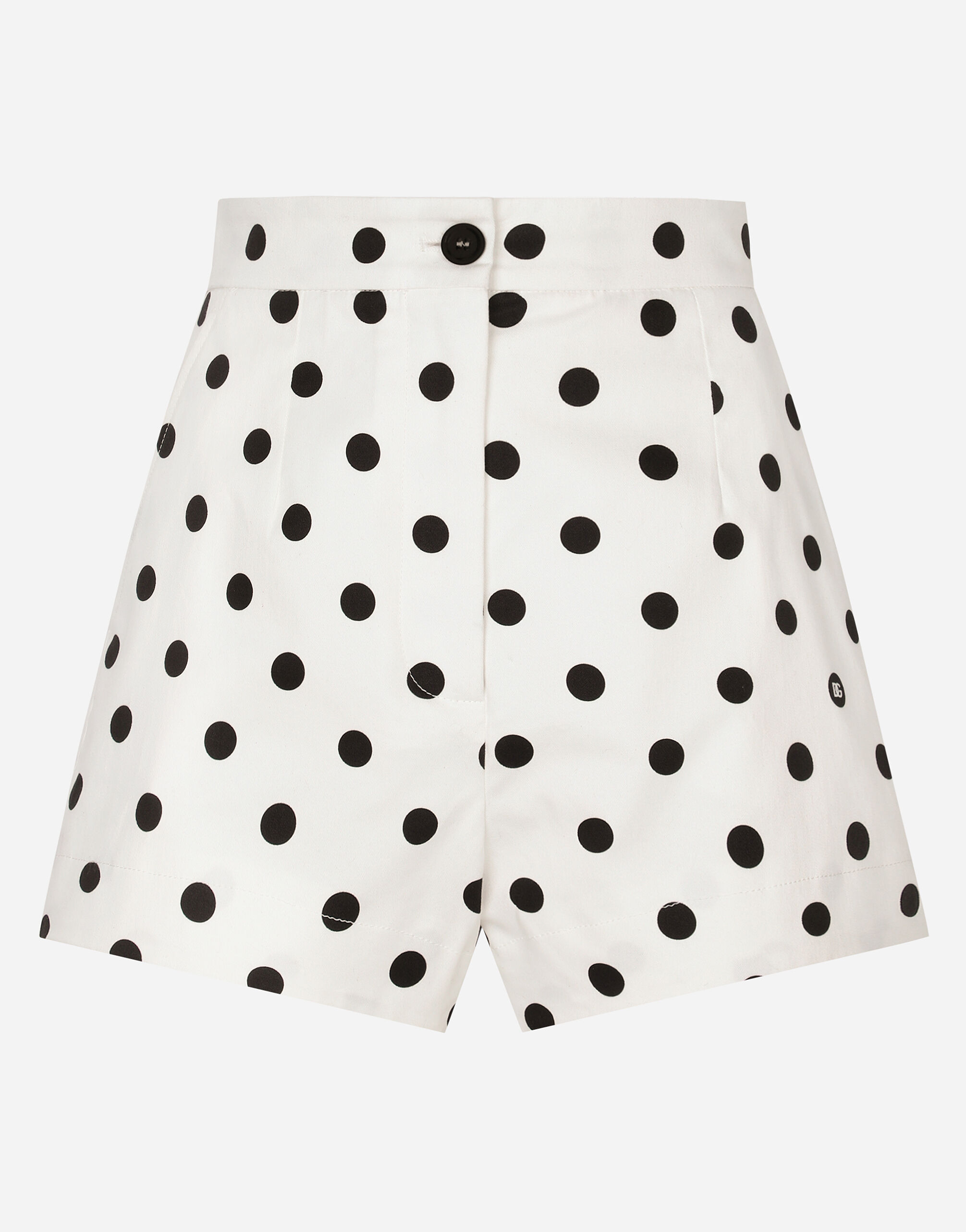 Dolce & Gabbana High-waisted cotton shorts with polka-dot print Print F7AA7TFSFNM