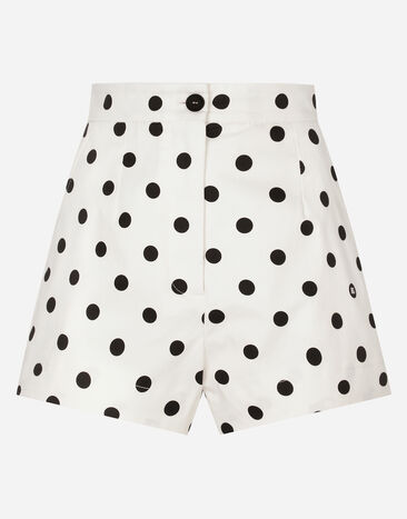 Dolce & Gabbana High-waisted cotton shorts with polka-dot print Print FTBTPTFSFNM