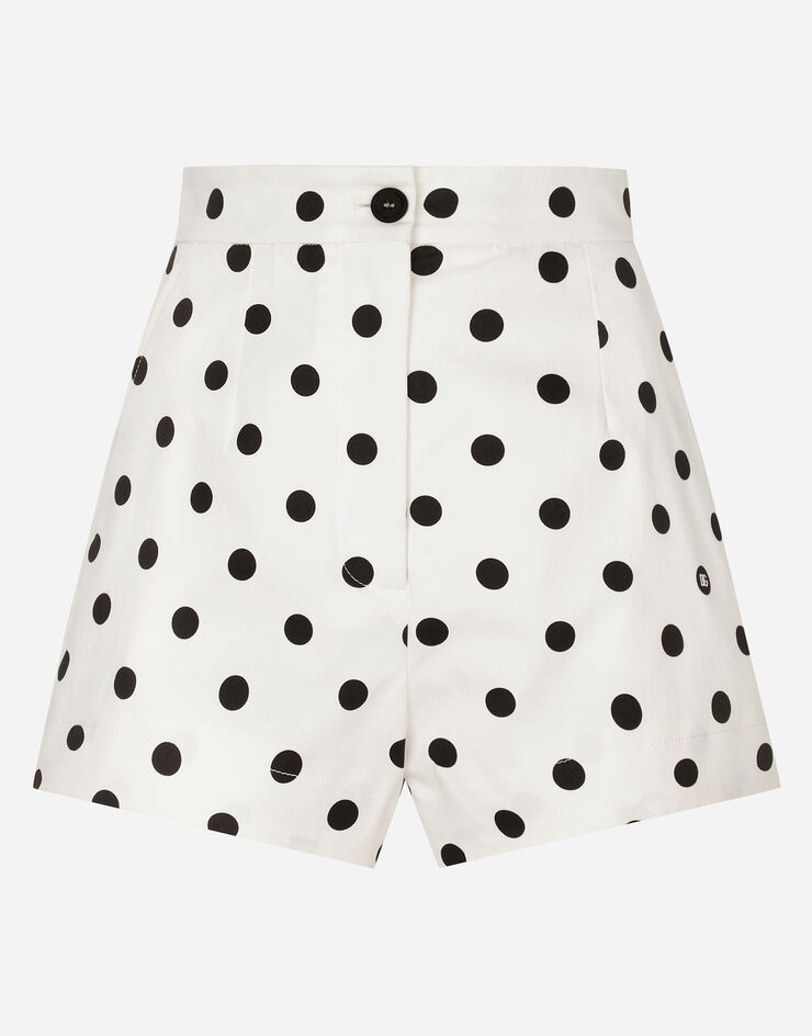 Dolce & Gabbana Short taille haute en coton avec imprimé à pois Imprimé FTBTPTFSFNM