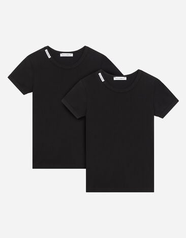 Dolce & Gabbana Zweierpack T-Shirts mit kurzen Ärmeln aus Jersey SCHWARZ L4J702G7OCU