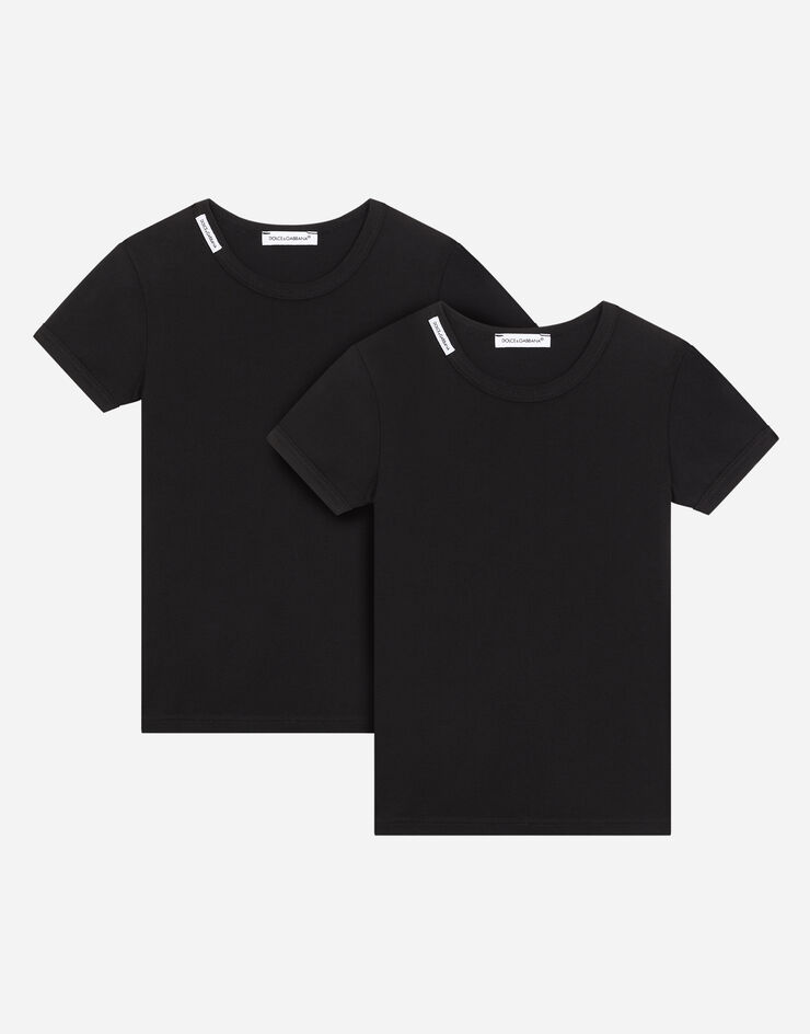 Dolce & Gabbana Zweierpack T-Shirts mit kurzen Ärmeln aus Jersey SCHWARZ L4J703G7OCU