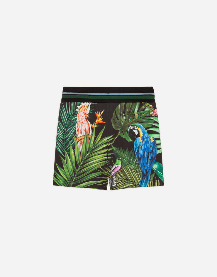 Dolce & Gabbana JERSEY BERMUDA JOGGING SHORTS WITH PARROT PRINT MULTICOLORE L4JQC1G7WGF