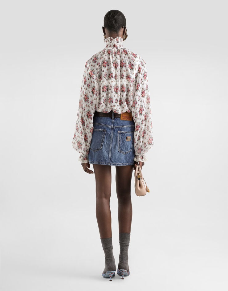 Dolce & Gabbana Small flower bouquets-print chiffon top Multicolor F7BK3TIS10F