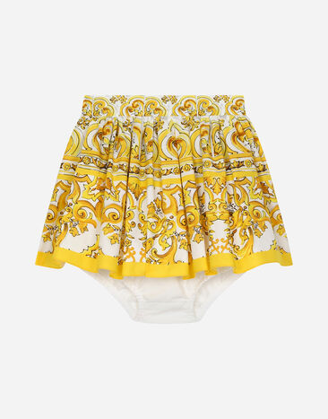 Dolce & Gabbana Poplin skirt with yellow majolica print Print L23Q34FI5KS