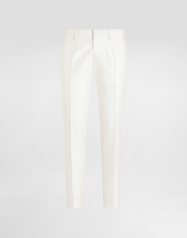 Dolce & Gabbana Pantalon en jacquard à micro motif Dolce & Gabbana Pantalon en jacquard à micro motif White GY7BMTHJMQY