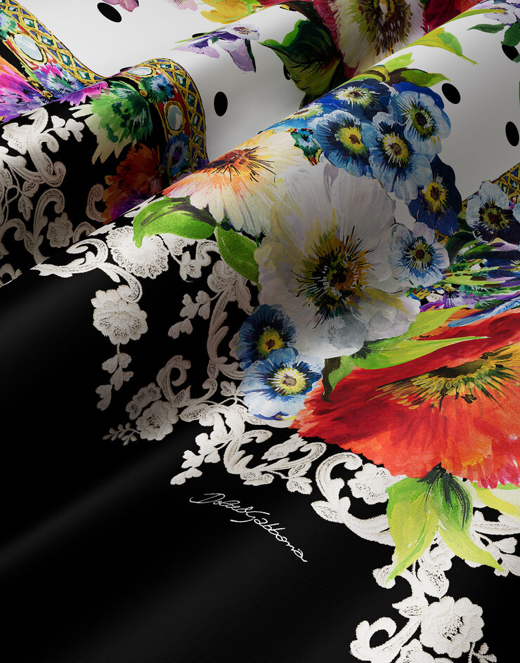 Dolce & Gabbana Fular en sarga de seda con estampado de flores 90 x 90 Imprima FN090RGDCXH