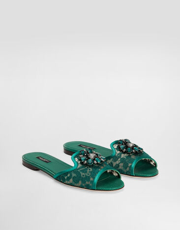 Dolce & Gabbana Mules en dentelle à cristaux Vert CQ0023AG667