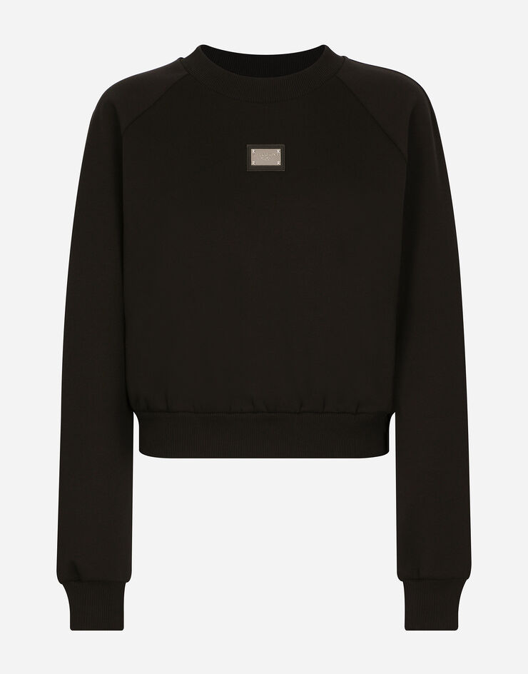 Dolce&Gabbana Sudadera de punto técnico con placa Dolce&Gabbana Negro F9R25THU7H9