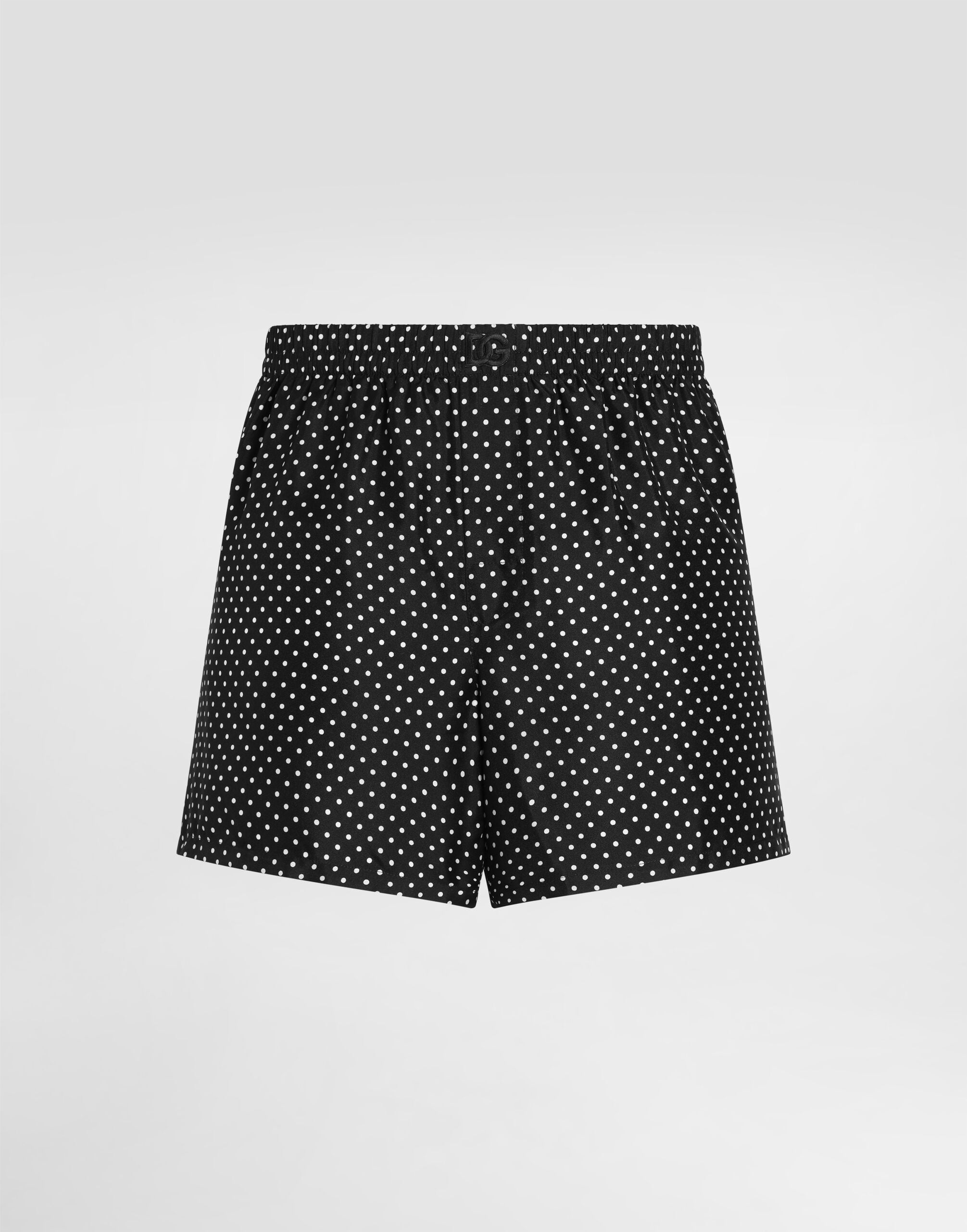 【良品】DOLCE&GABBANA 総柄ショートパンツ ドットブラック 38 マルチカラーのメンズ ポルカ ドット プリント シルク ツイル ボクサー