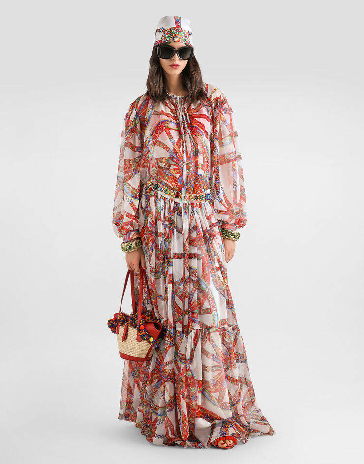 Dolce & Gabbana Carretto-print chiffon top Multicolor F7BR1TIS13V